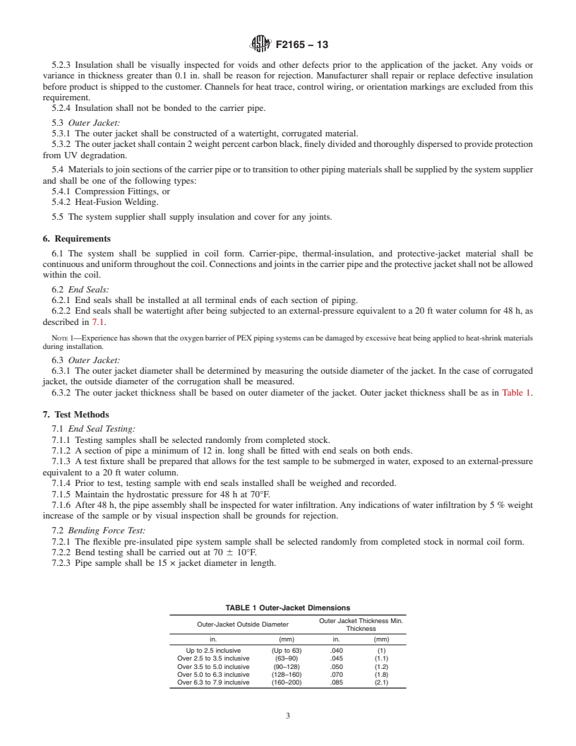 REDLINE ASTM F2165-13 - Standard Specification for  Flexible Pre-Insulated Piping