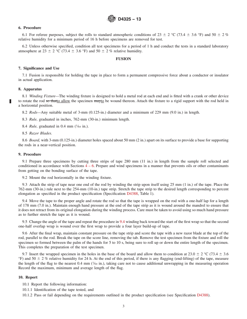 REDLINE ASTM D4325-13 - Standard Test Methods for Nonmetallic Semi-Conducting and Electrically Insulating Rubber   Tapes