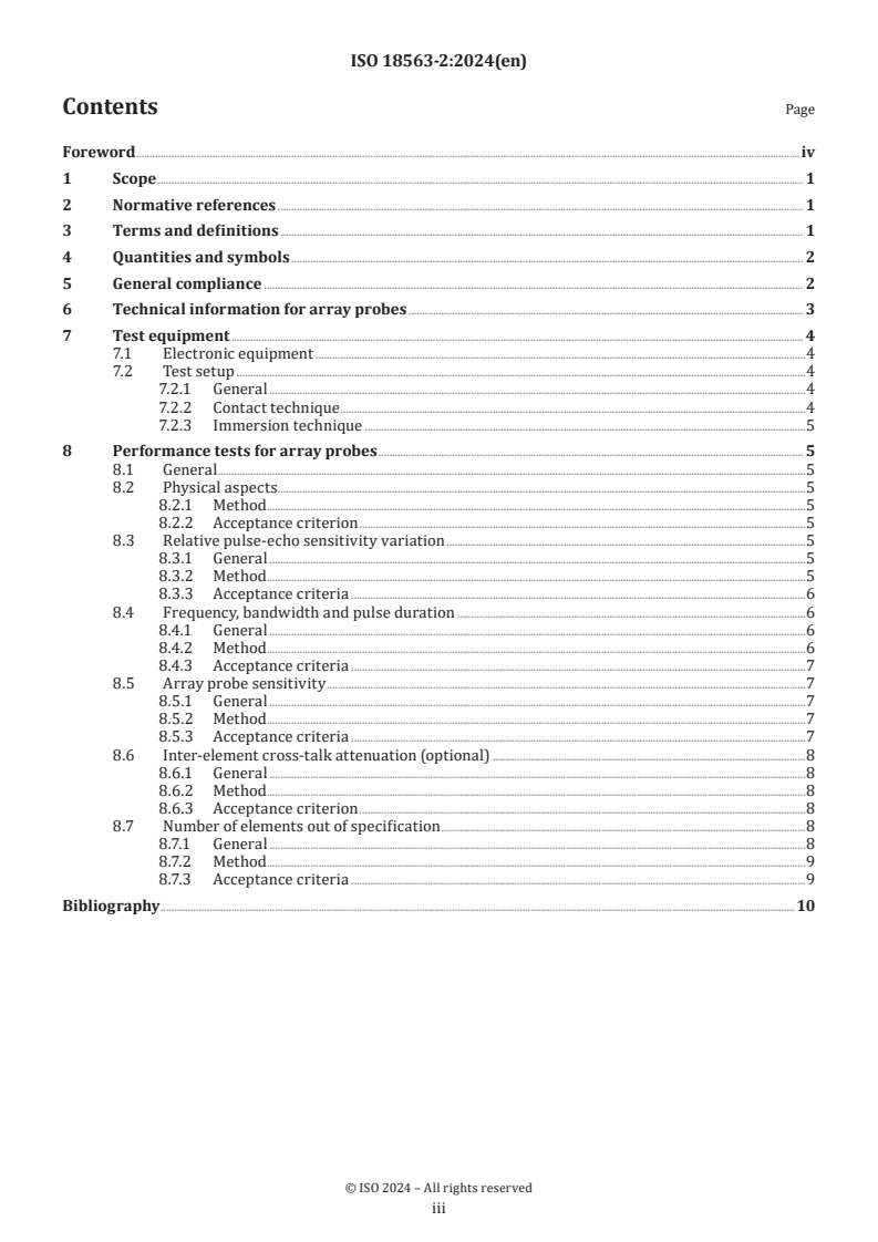 ISO 18563-2:2024 - Non-destructive testing — Characterization and verification of ultrasonic phased array equipment — Part 2: Array probes
Released:24. 09. 2024