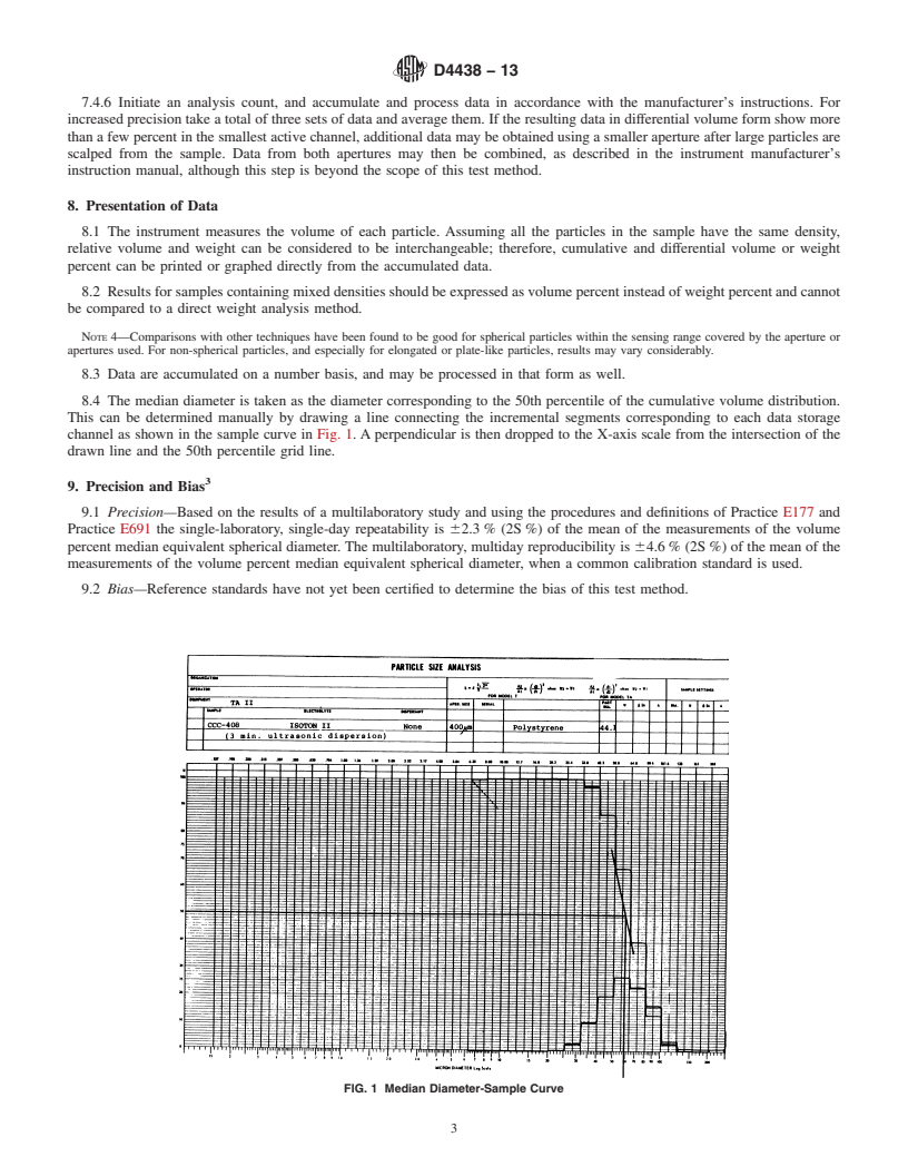 REDLINE ASTM D4438-13 - Standard Test Method for  Particle Size Distribution of Catalysts and Catalyst Carriers  by Electronic Counting