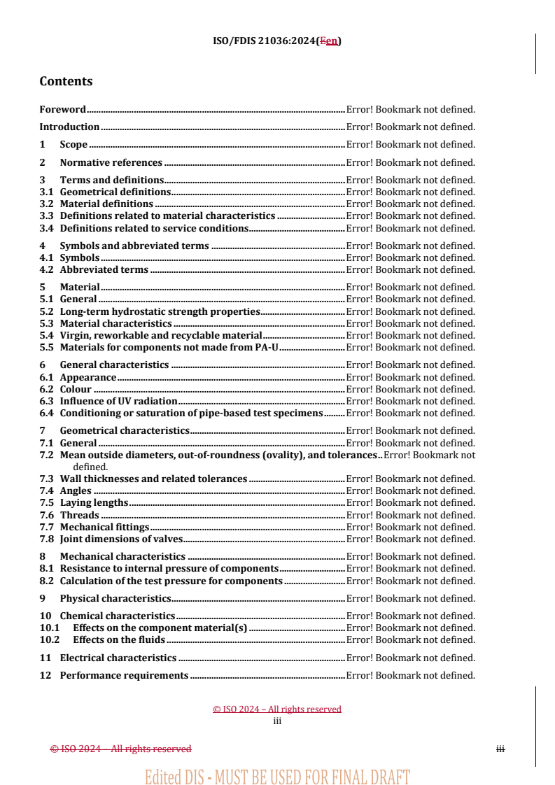 REDLINE ISO 21036 - Plastics piping systems for industrial applications — Unplasticized polyamide (PA-U) — Metric series for specifications for components and system
Released:10/22/2024