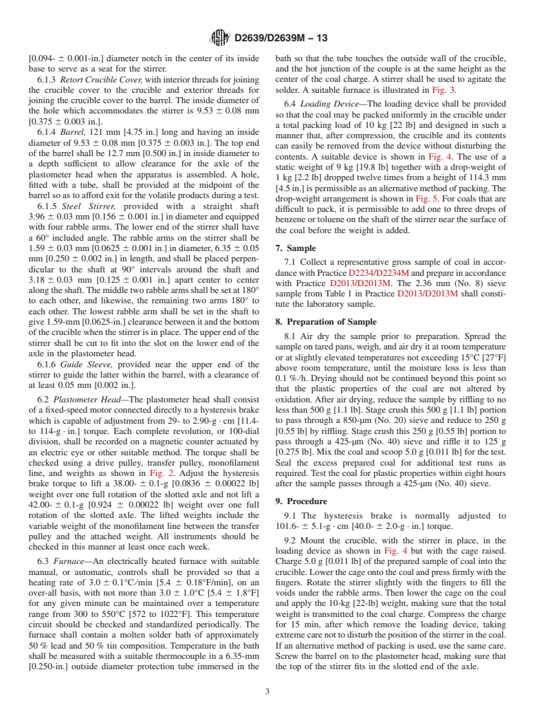 ASTM D2639/D2639M-13 - Standard Test Method for Plastic Properties of Coal by the Constant-Torque Gieseler Plastometer