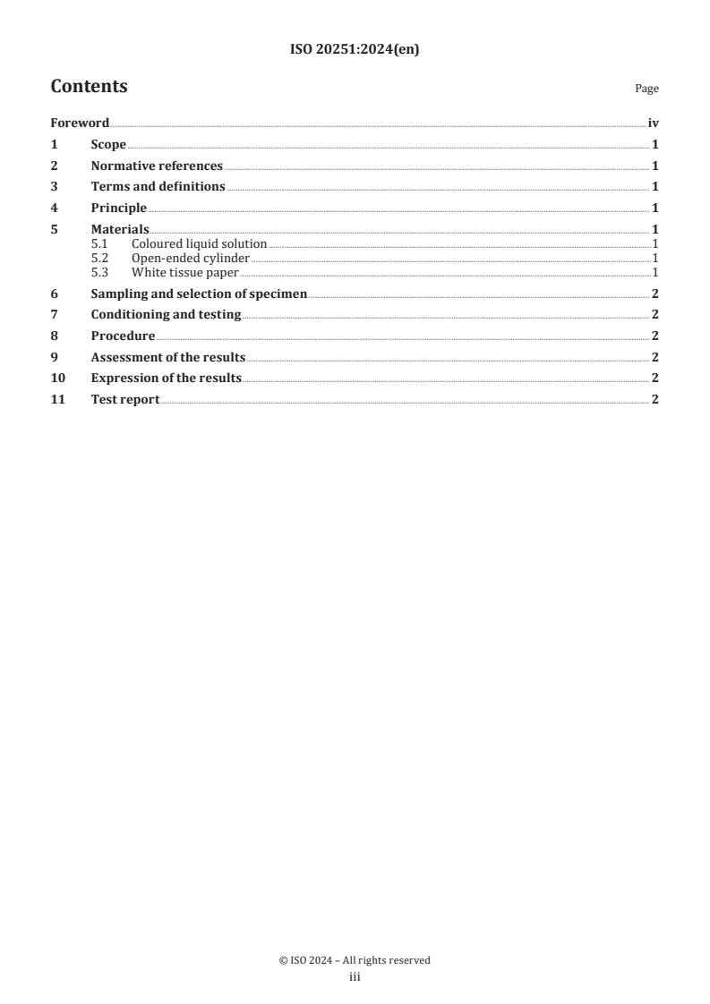 ISO 20251:2024 - Textile floor coverings — Water impermeability test
Released:12/6/2024