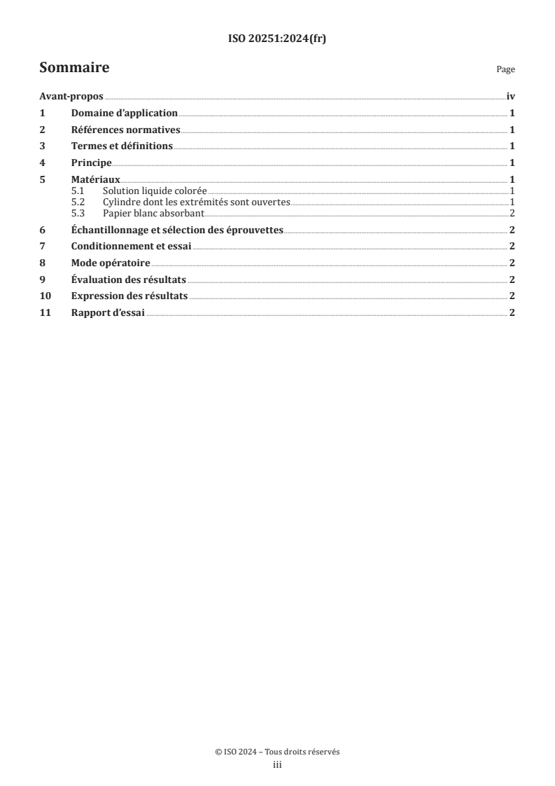 ISO 20251:2024 - Revêtements de sol textiles — Essai d'imperméabilité à l'eau
Released:12/6/2024