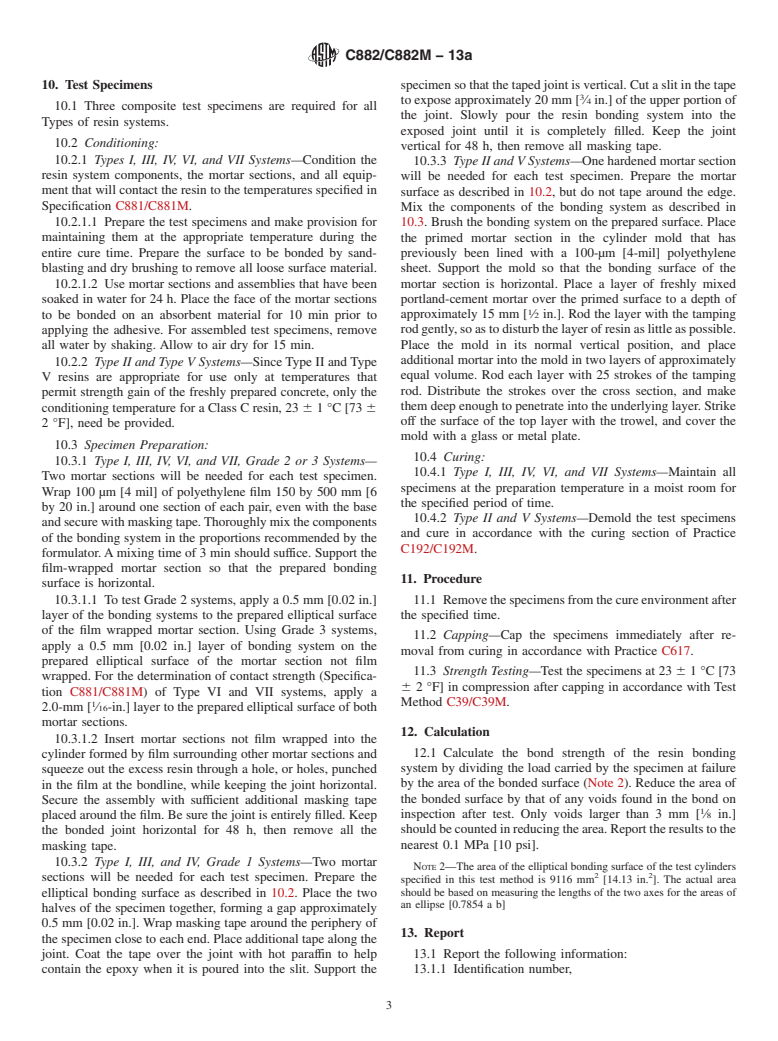 ASTM C882/C882M-13a - Standard Test Method for  Bond Strength of Epoxy-Resin Systems Used With Concrete By  Slant Shear