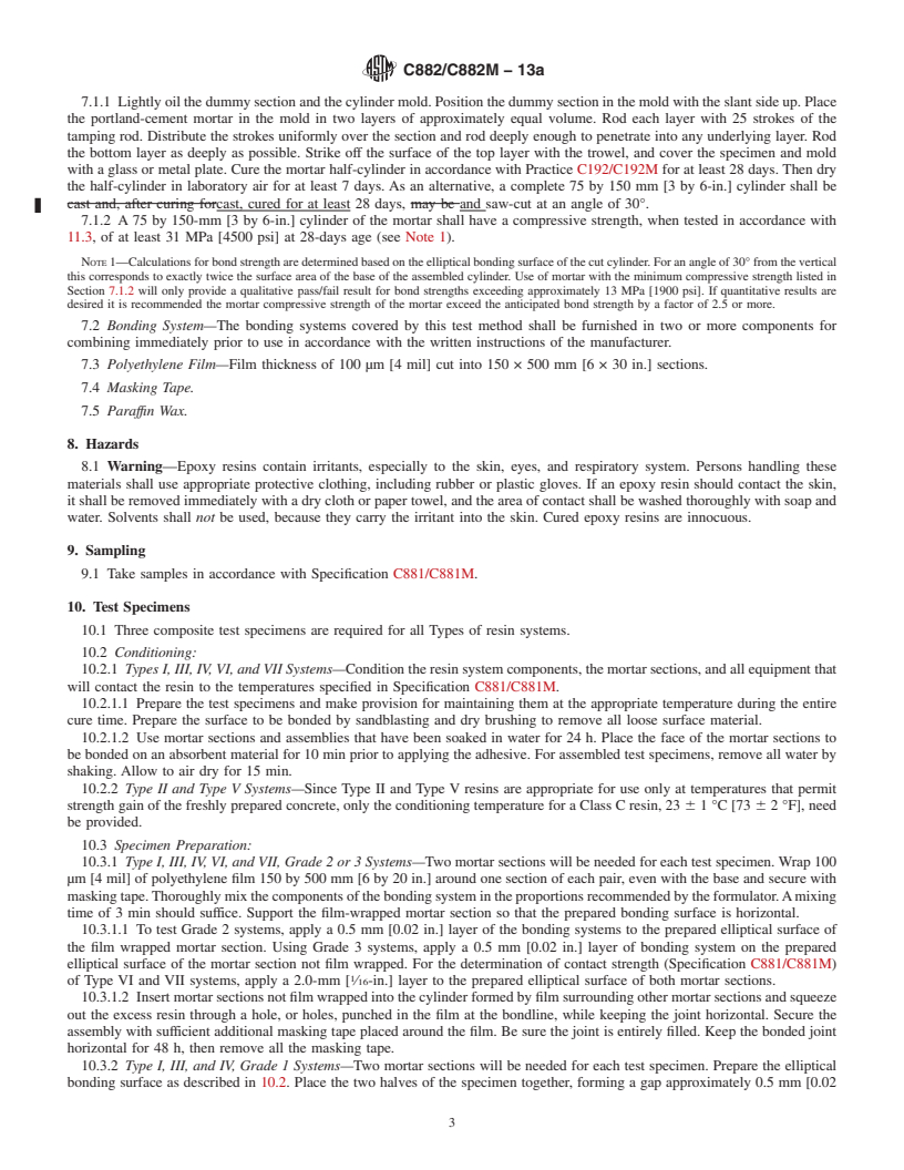 REDLINE ASTM C882/C882M-13a - Standard Test Method for  Bond Strength of Epoxy-Resin Systems Used With Concrete By  Slant Shear