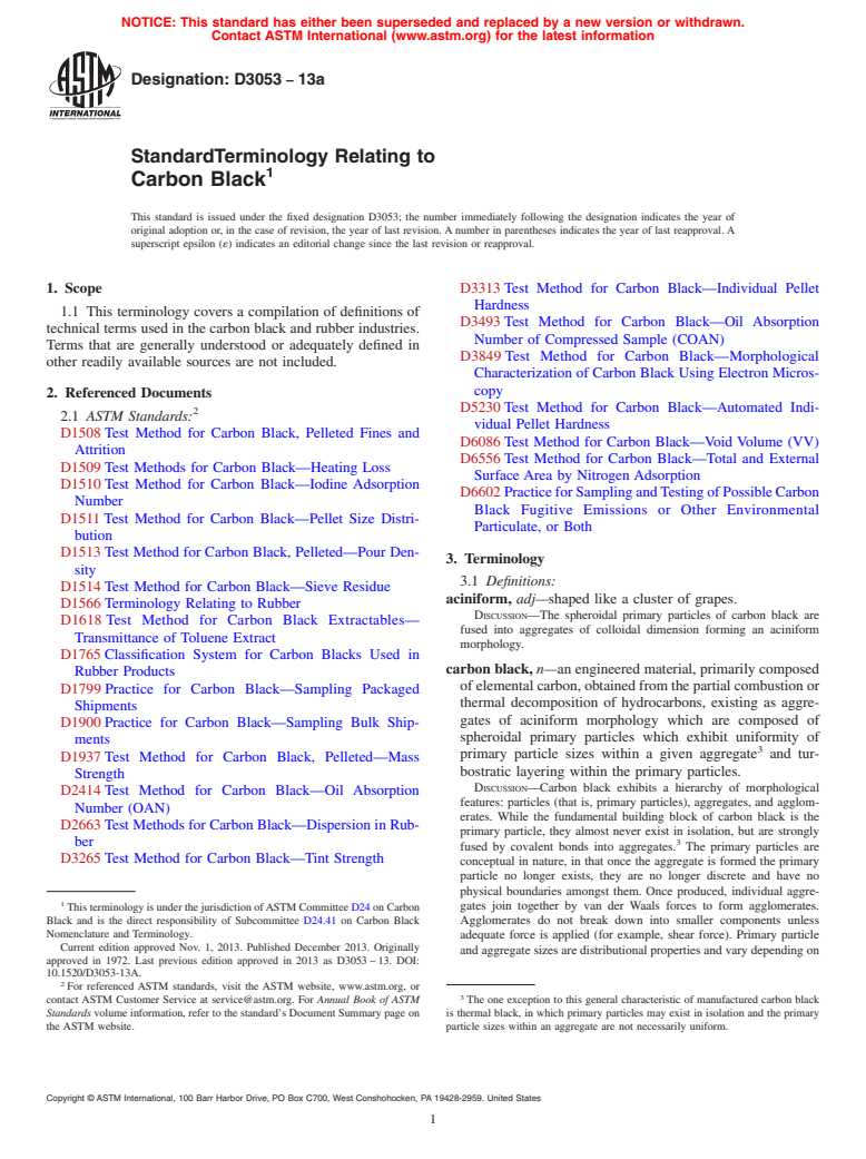 ASTM D3053-13a - Standard Terminology Relating to  Carbon Black