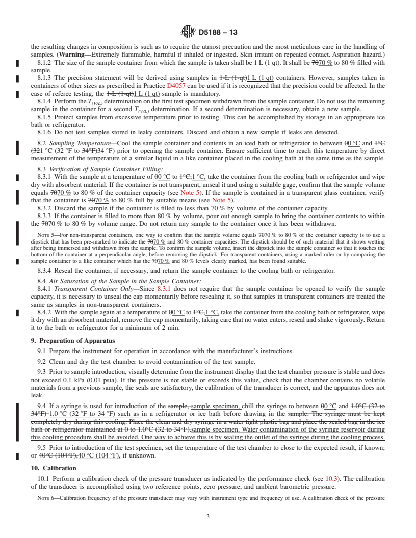 REDLINE ASTM D5188-13 - Standard Test Method for  Vapor-Liquid Ratio Temperature Determination of Fuels (Evacuated   Chamber Method)