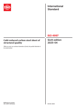 ISO 4997:2025 ISO 4997:2025 - Cold-reduced carbon steel sheet of structural quality
Released:1. 04. 2025 - Page 1 preview