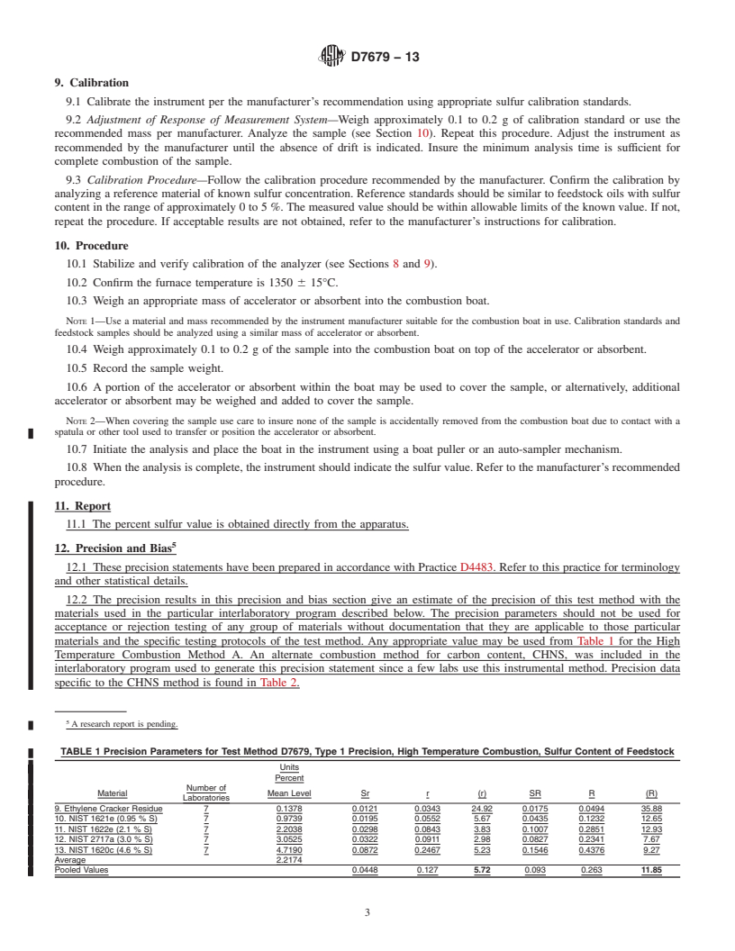 REDLINE ASTM D7679-13 - Standard Test Method for  Sulfur Content in Carbon Black Feedstock Oils