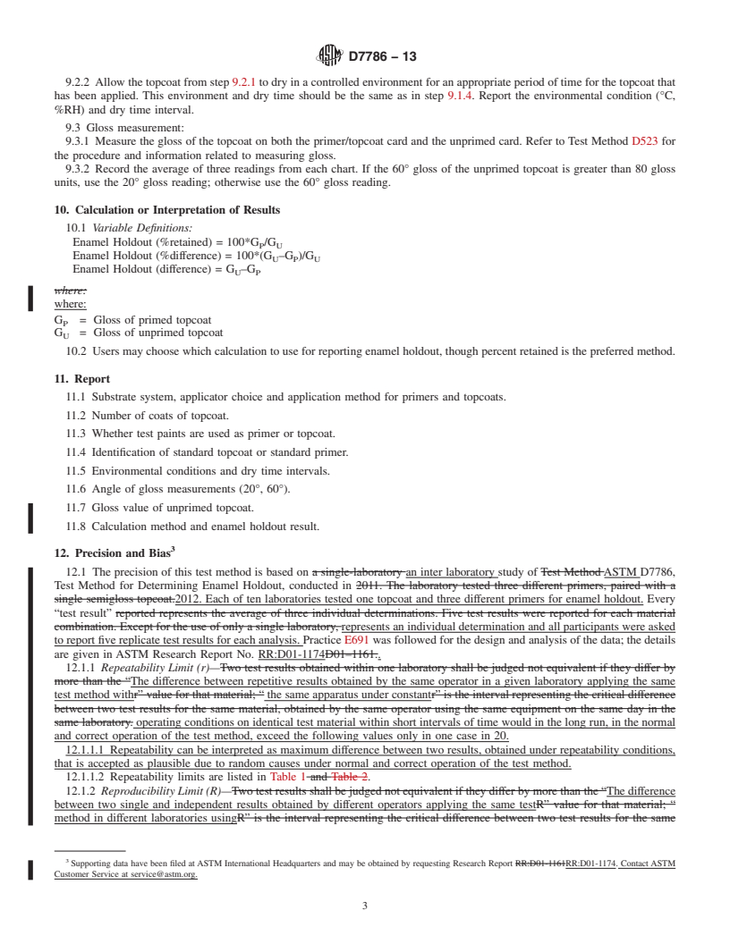 REDLINE ASTM D7786-13 - Standard Test Method for Determining Enamel Holdout