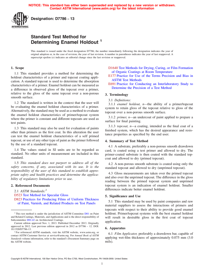 ASTM D7786-13 - Standard Test Method for Determining Enamel Holdout