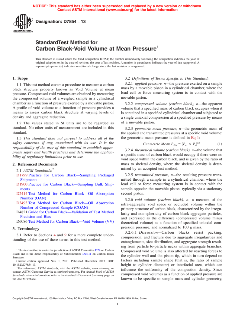 ASTM D7854-13 - Standard Test Method for Carbon Black-Void Volume at Mean Pressure