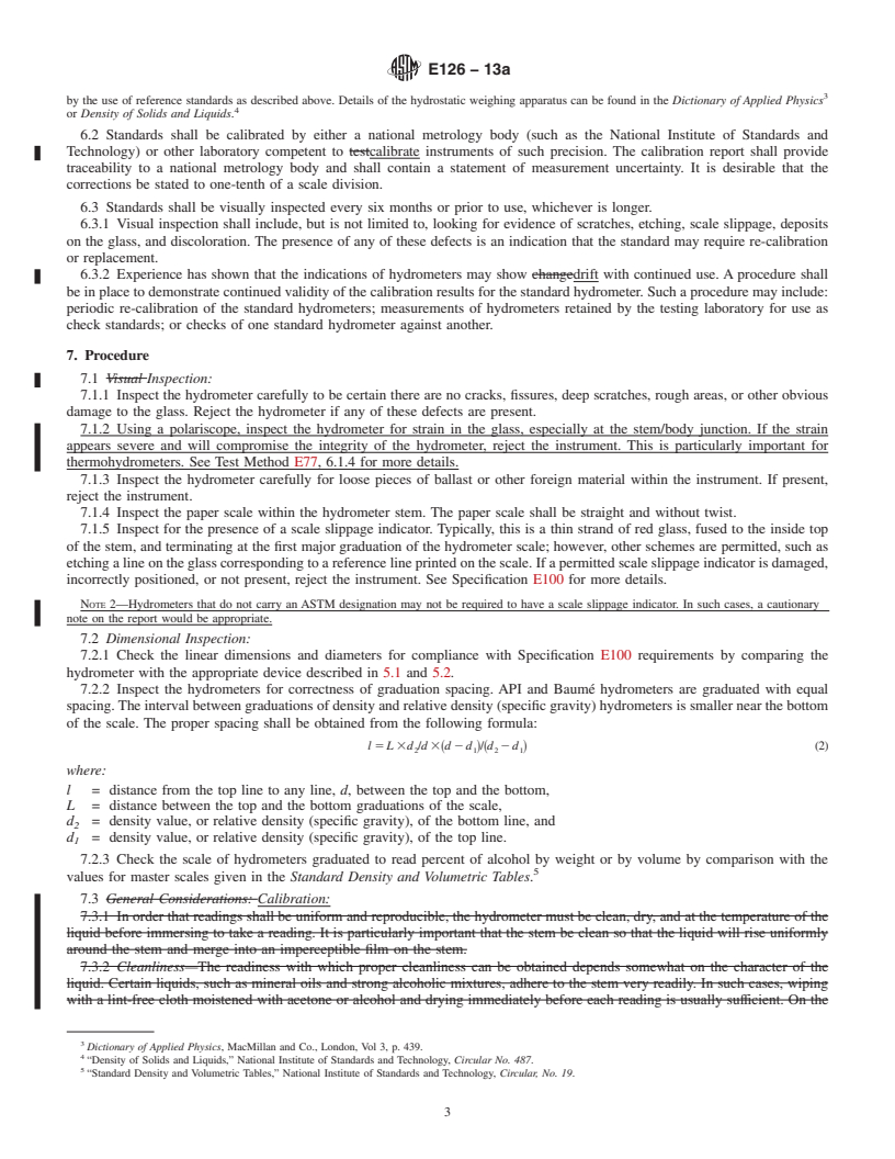 REDLINE ASTM E126-13a - Standard Test Method for  Inspection, Calibration, and Verification of ASTM Hydrometers