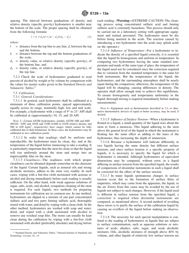 ASTM E126-13a - Standard Test Method for  Inspection, Calibration, and Verification of ASTM Hydrometers