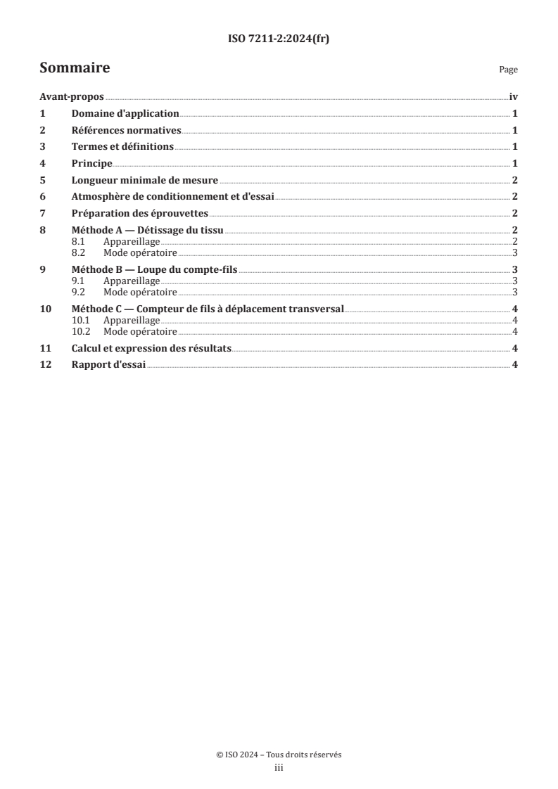 ISO 7211-2:2024 - Textiles — Méthodes d'analyse de la construction des tissus — Partie 2: Détermination du nombre de fils par unité de longueur
Released:22. 08. 2024