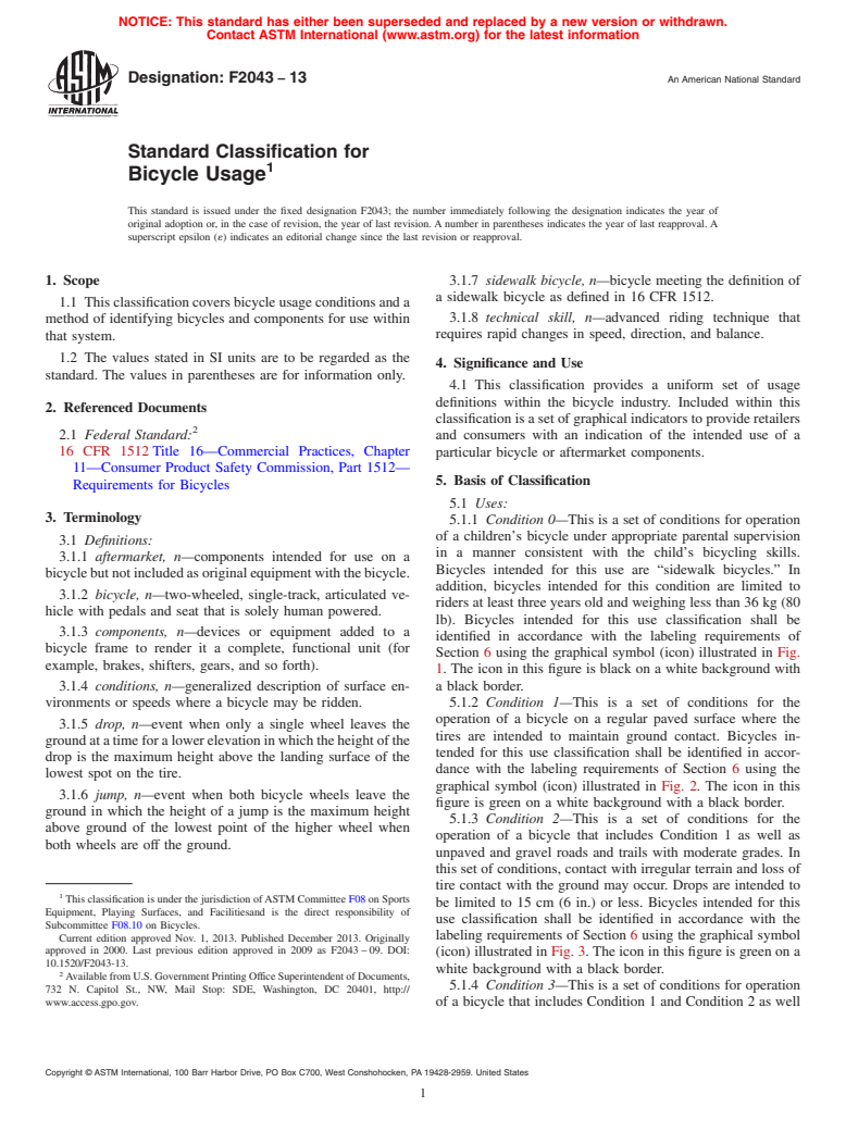 ASTM F2043-13 - Standard Classification for Bicycle Usage