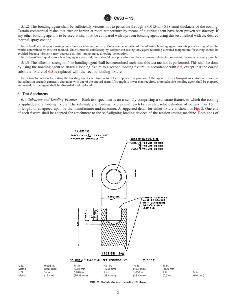 REDLINE ASTM C633-13 - Standard Test Method for  Adhesion or Cohesion Strength of Thermal Spray Coatings