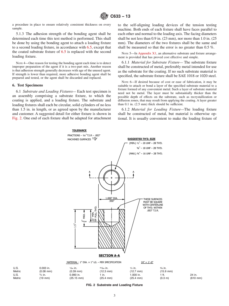 ASTM C633-13 - Standard Test Method for  Adhesion or Cohesion Strength of Thermal Spray Coatings