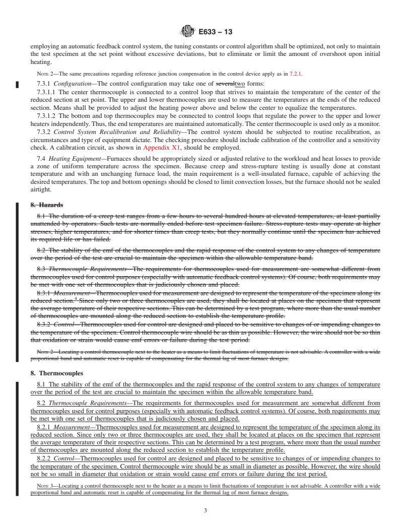 REDLINE ASTM E633-13 - Standard Guide for  Use of Thermocouples in Creep and Stress-Rupture Testing to  1800&deg;F (1000&deg;C) in Air