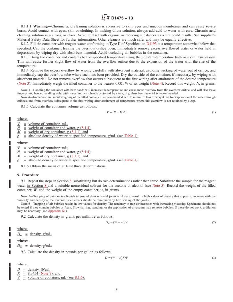 REDLINE ASTM D1475-13 - Standard Test Method For Density of Liquid Coatings, Inks, and Related Products