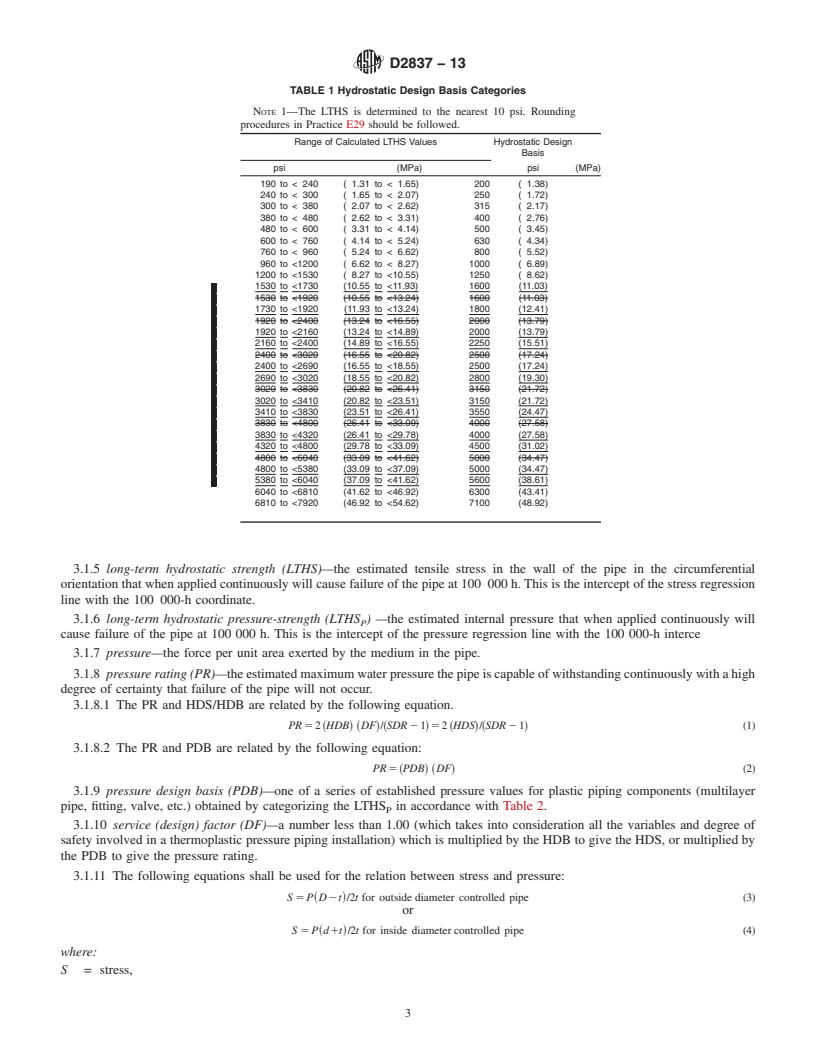 REDLINE ASTM D2837-13 - Standard Test Method for  Obtaining Hydrostatic Design Basis for Thermoplastic Pipe Materials   or Pressure Design Basis for Thermoplastic Pipe Products