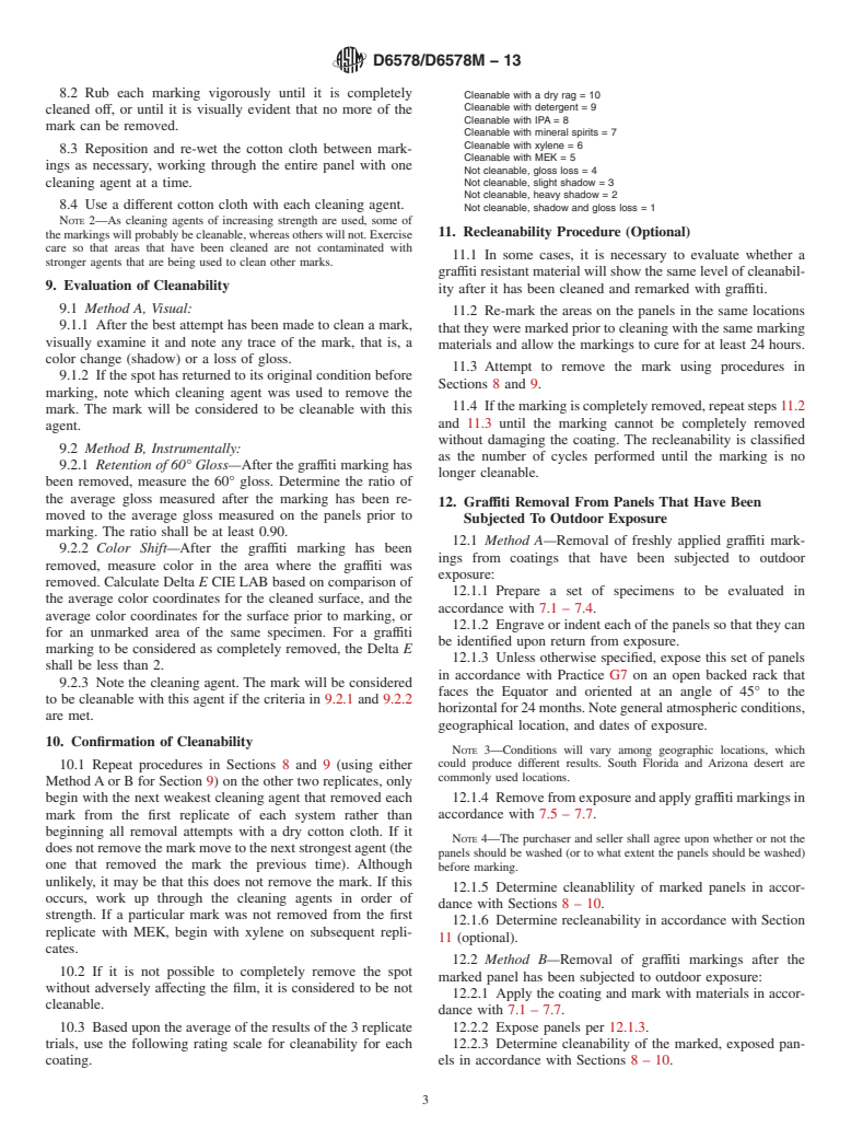 ASTM D6578/D6578M-13 - Standard Practice for Determination of Graffiti Resistance