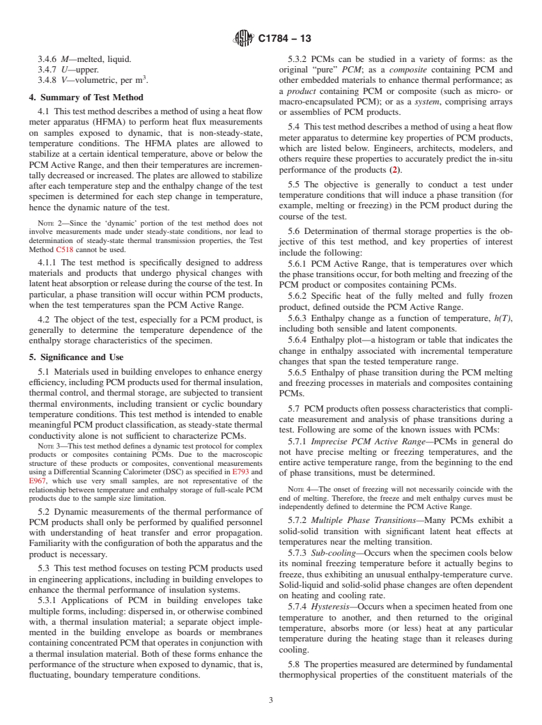 ASTM C1784-13 - Standard Test Method for Using a Heat Flow Meter Apparatus for Measuring Thermal Storage  Properties of Phase Change Materials and Products