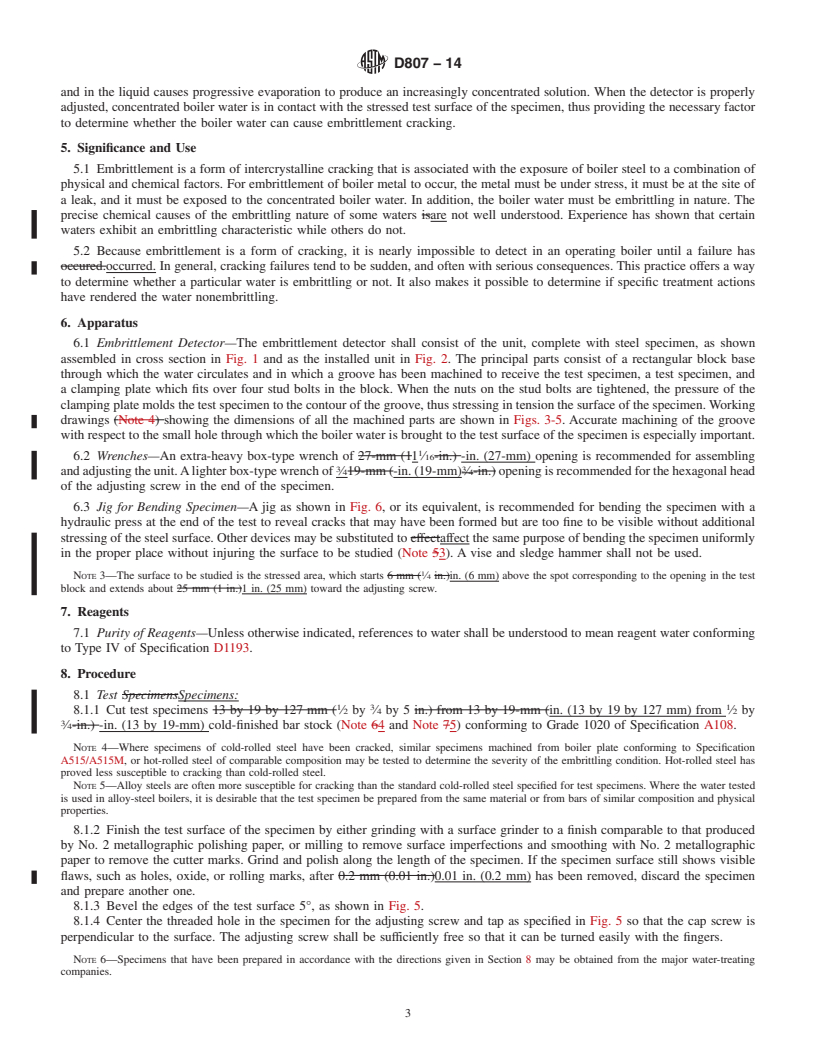 REDLINE ASTM D807-14 - Standard Practice for Assessing the Tendency of Industrial Boiler Waters to Cause Embrittlement (USBM Embrittlement Detector Method)