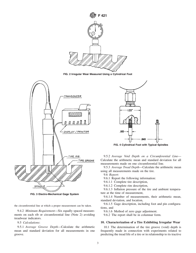 ASTM F421-00 - Standard Test Method for Measuring Groove and Void Depth in Passenger Car Tires