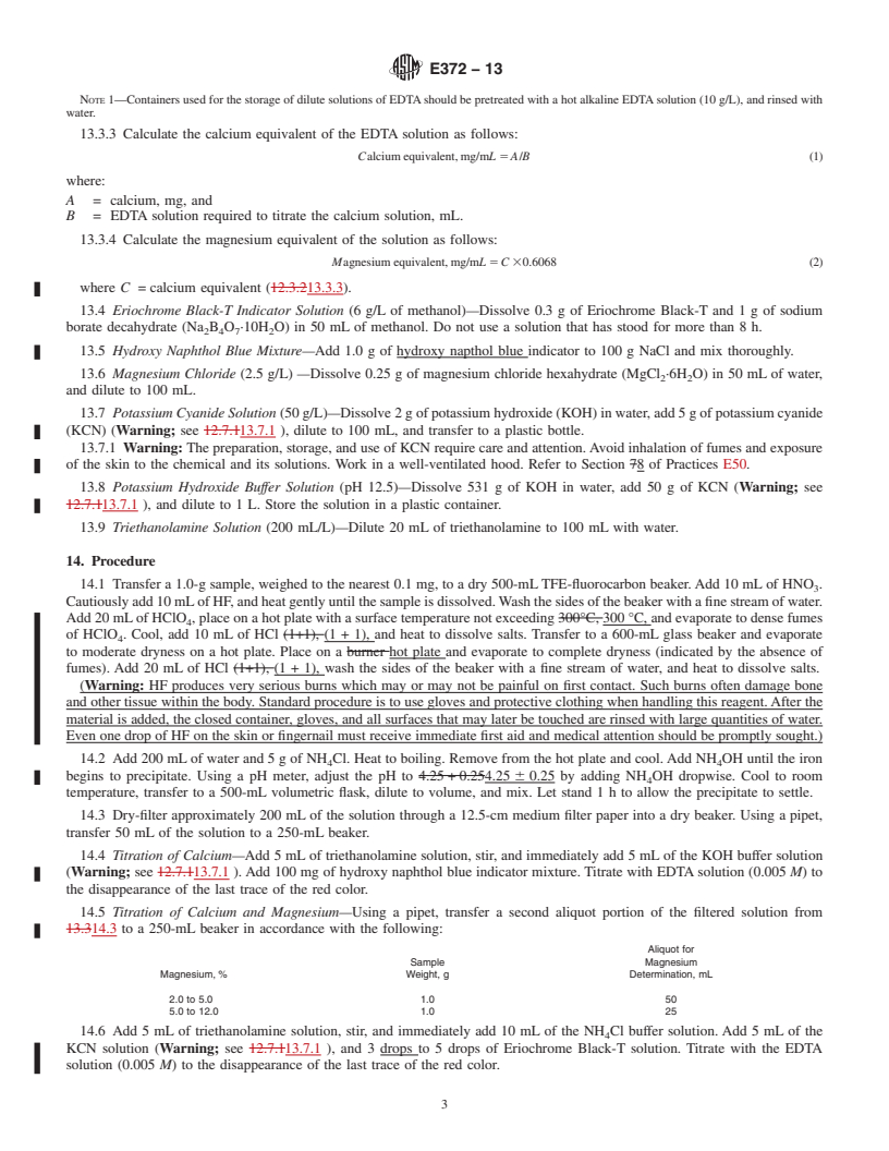 REDLINE ASTM E372-13 - Standard Test Method for  Determination of Calcium and Magnesium in Magnesium Ferrosilicon  by EDTA Titration