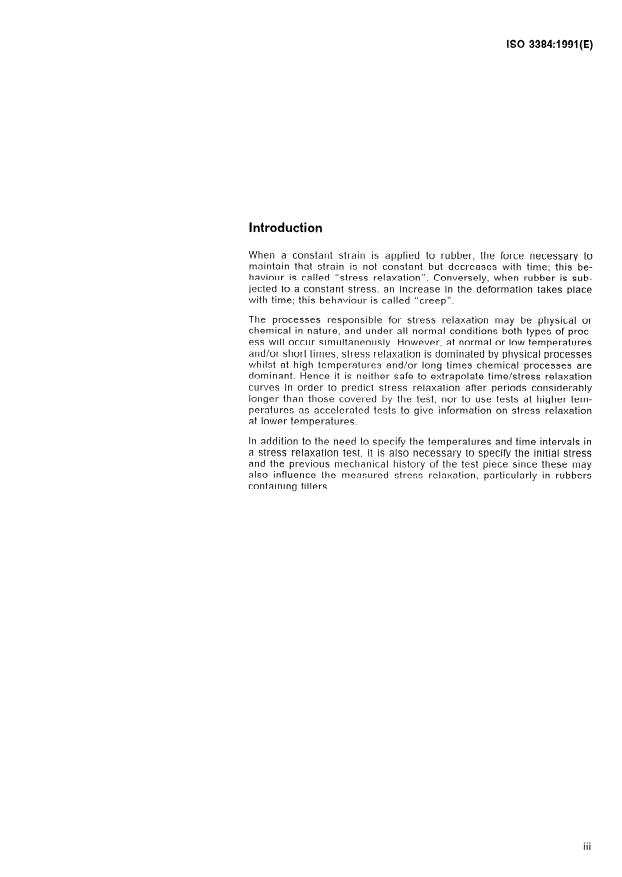 ISO 3384:1991 - Rubber, vulcanized or thermoplastic -- Determination of stress relaxation in compression at ambient and at elevated temperatures