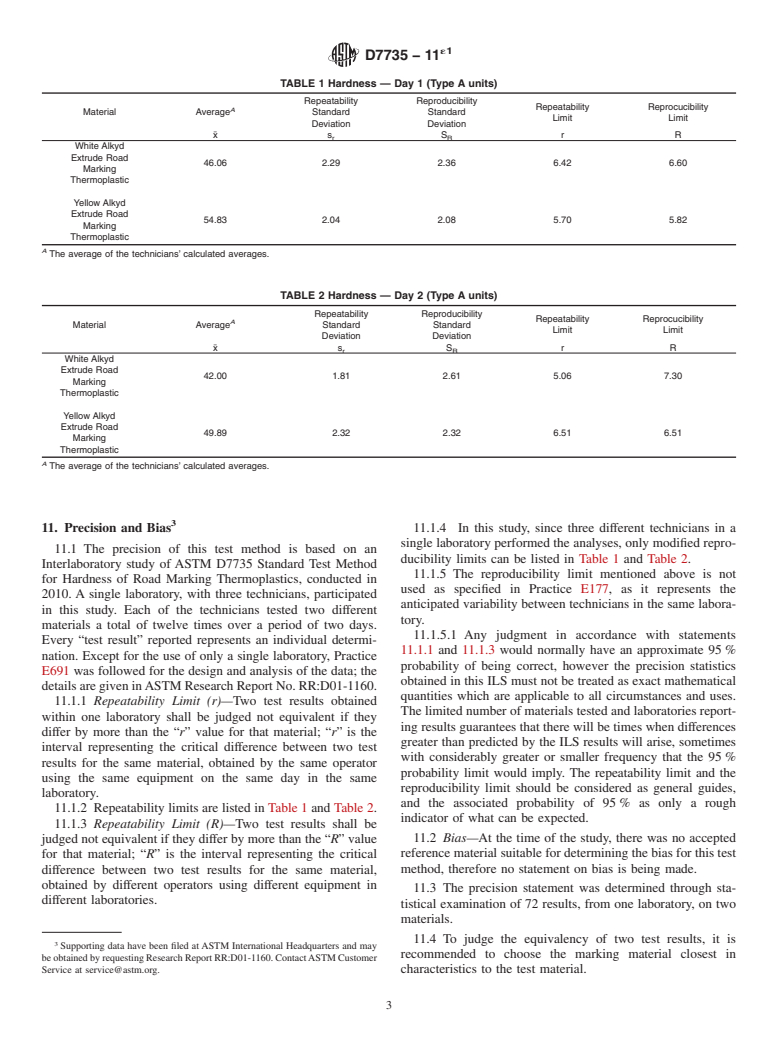 ASTM D7735-11e1 - Standard Test Method for  Type A Durometer Hardness Testing of Road Marking Thermoplastic   at Elevated Temperatures