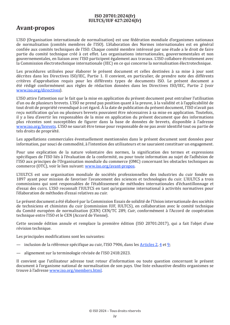 ISO 20701:2024 ISO 20701:2024 - Cuir — Essais de solidité des coloris — Solidité des coloris à la salive
Released:8. 08. 2024 - Page 4 preview