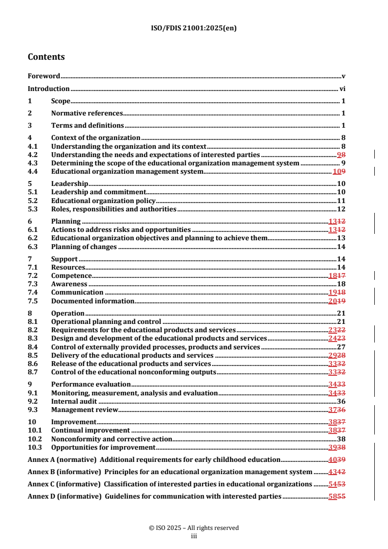 REDLINE ISO/FDIS 21001 - Educational organizations — Management systems for educational organizations — Requirements with guidance for use
Released:20. 03. 2025