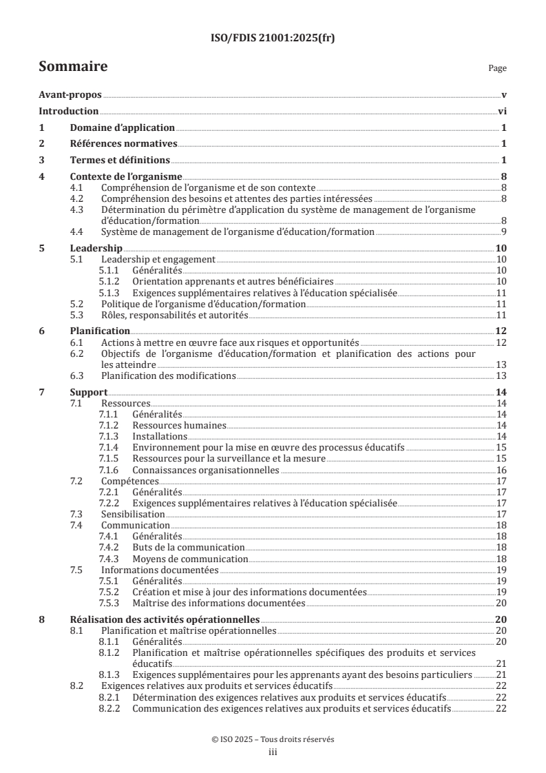 ISO/FDIS 21001 - Organismes d'éducation/formation — Systèmes de management des organismes d'éducation/formation — Exigences et recommandations pour leur application
Released:6. 05. 2025