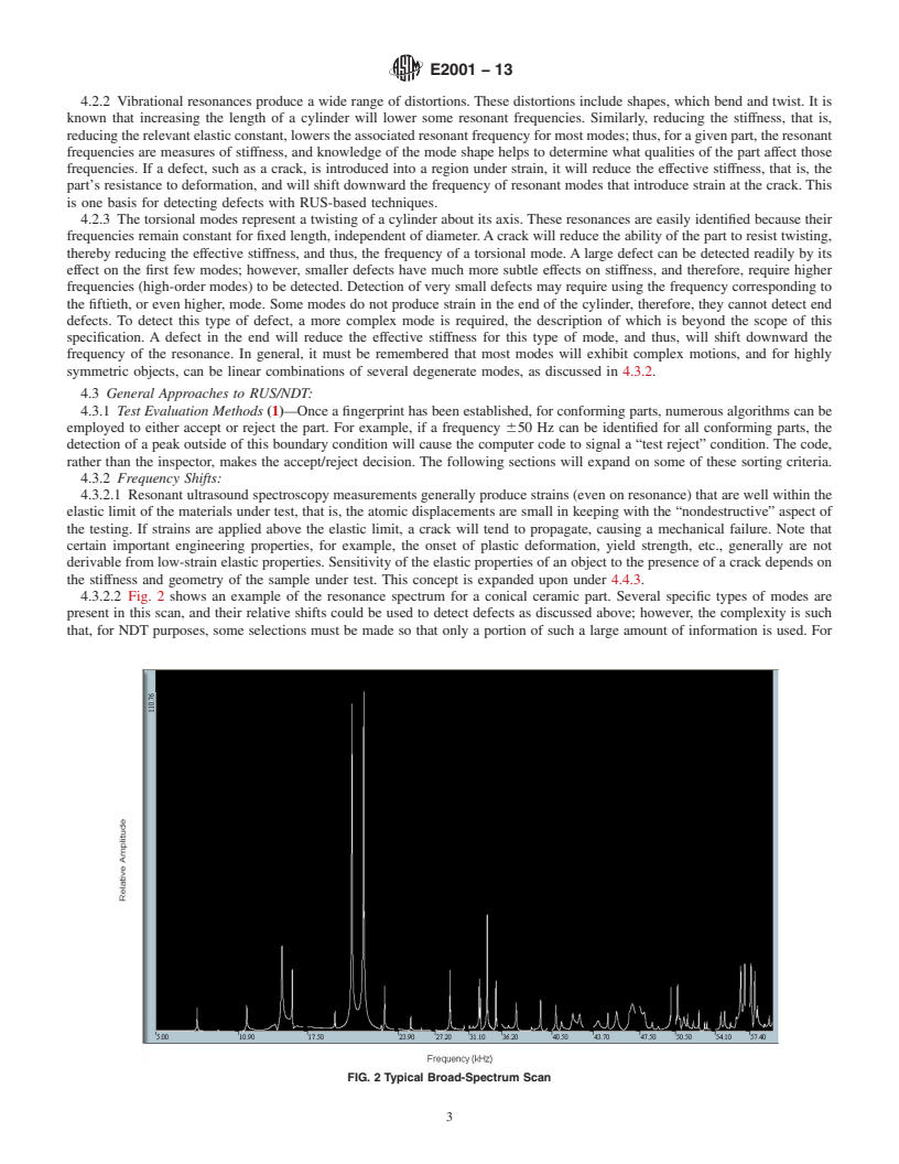 REDLINE ASTM E2001-13 - Standard Guide for  Resonant Ultrasound Spectroscopy for Defect Detection in Both  Metallic and Non-metallic Parts