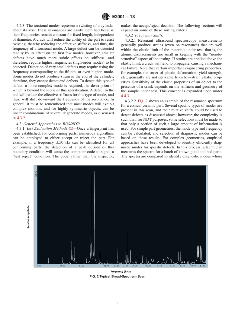 ASTM E2001-13 - Standard Guide for  Resonant Ultrasound Spectroscopy for Defect Detection in Both  Metallic and Non-metallic Parts