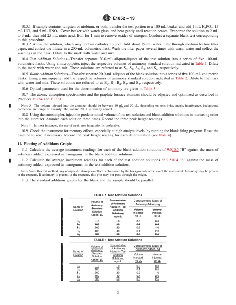 REDLINE ASTM E1852-13 - Standard Test Method for  Determination of Low Levels of Antimony in Carbon and Low-Alloy  Steel   by Graphite Furnace Atomic Absorption Spectrometry