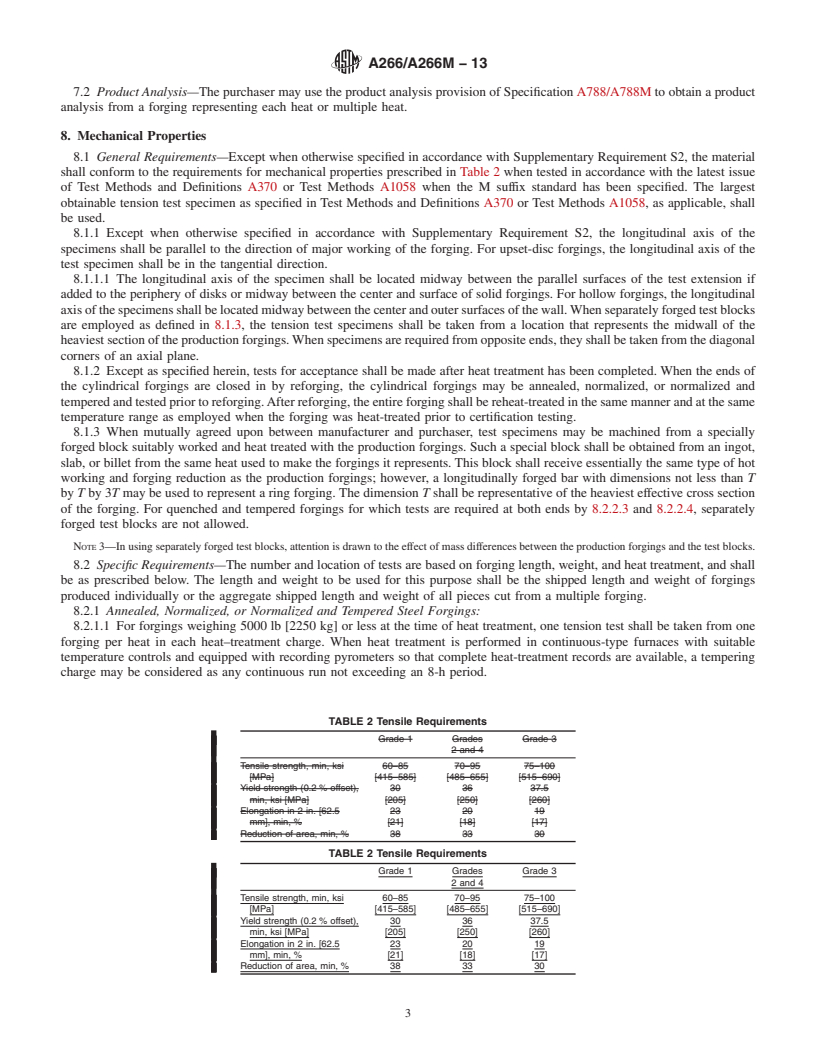 REDLINE ASTM A266/A266M-13 - Standard Specification for  Carbon Steel Forgings for Pressure Vessel Components