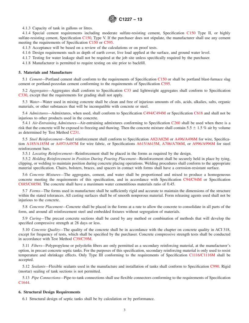 REDLINE ASTM C1227-13 - Standard Specification for  Precast Concrete Septic Tanks