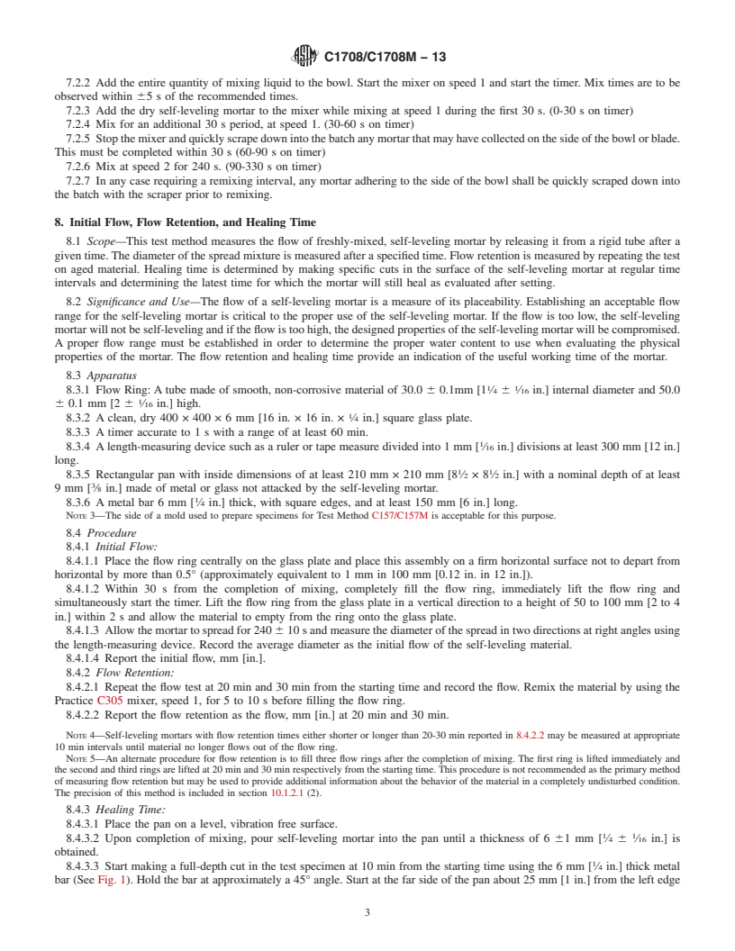 REDLINE ASTM C1708/C1708M-13 - Standard Test Methods for  Self-leveling Mortars Containing Hydraulic Cements