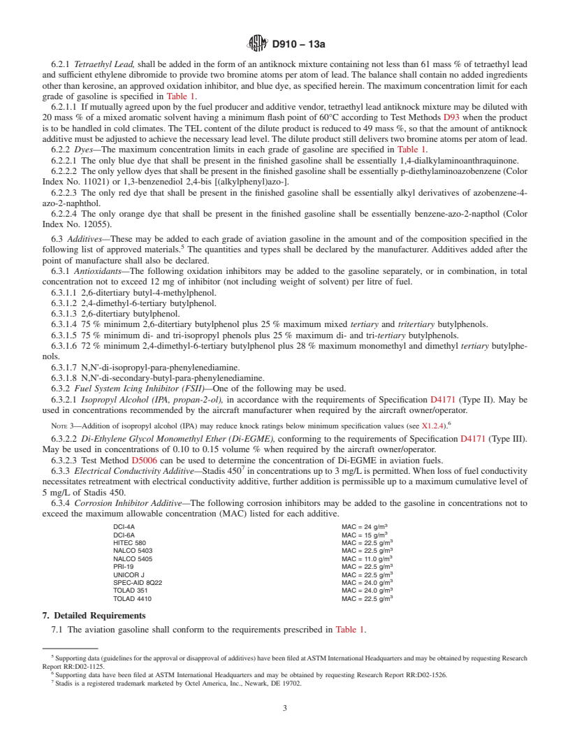 REDLINE ASTM D910-13a - Standard Specification for  Aviation Gasolines