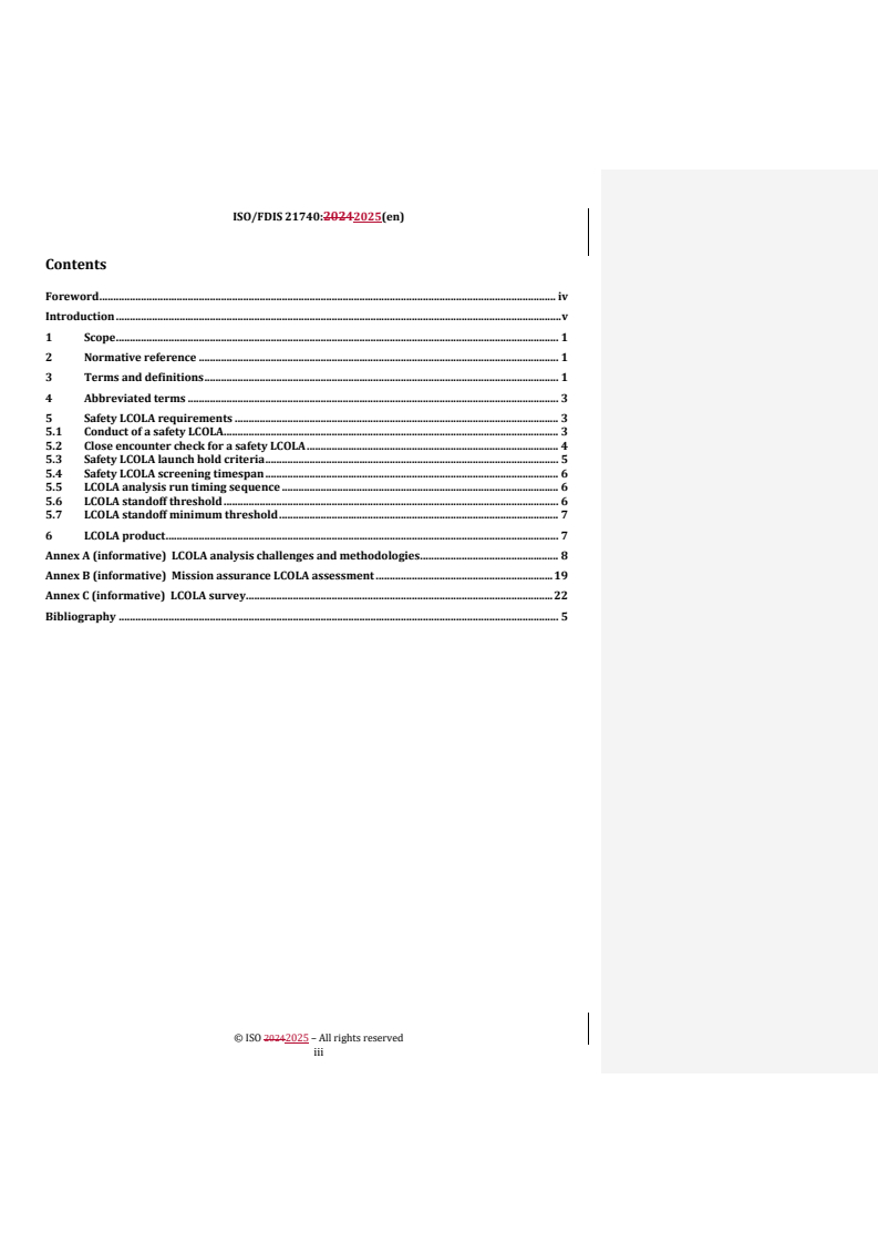 REDLINE ISO/FDIS 21740 - Space systems — Launch window estimation and collision avoidance
Released:16. 04. 2025