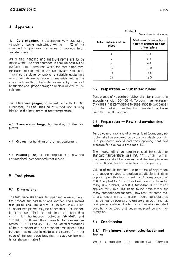 ISO 3387:1994 ISO 3387:1994 - Rubber -- Determination of crystallization effects by hardness measurements - Page 4 preview