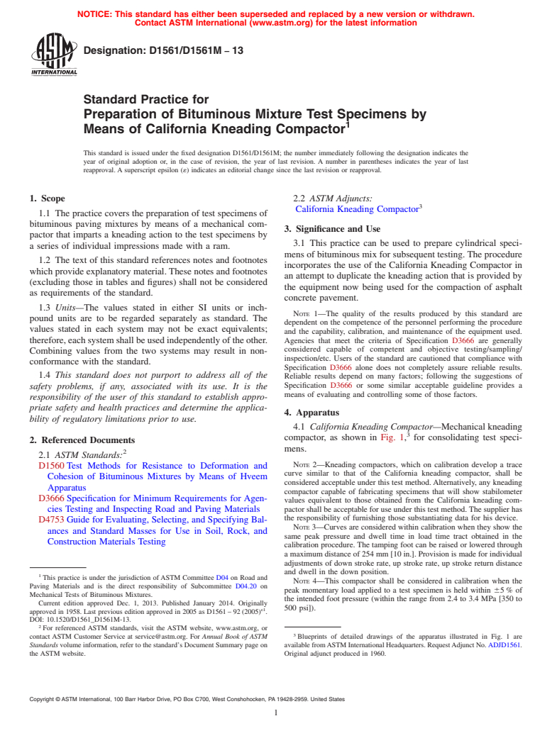 ASTM D1561/D1561M-13 - Standard Practice For Preparation Of Bituminous ...