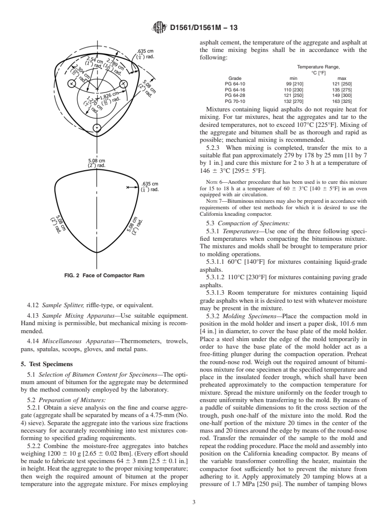 ASTM D1561/D1561M-13 - Standard Practice for Preparation of Bituminous Mixture Test Specimens by Means of California Kneading Compactor (Withdrawn 2022)