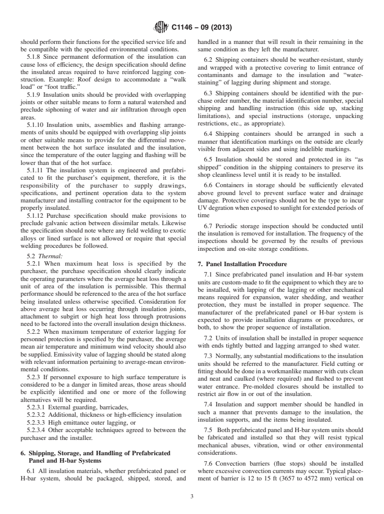 ASTM C1146-09(2013) - Standard Guide for  Prefabricated Panel and H&ndash;bar Insulation Systems for  Vessels, Ducts and Equipment Operating at Temperatures Above Ambient  Air