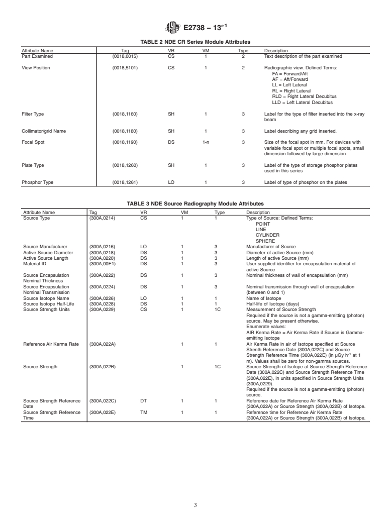 ASTM E2738-13e1 - Standard Practice for  Digital Imaging and Communication Nondestructive Evaluation  &#40;DICONDE&#41; for Computed Radiography &#40;CR&#41; Test Methods