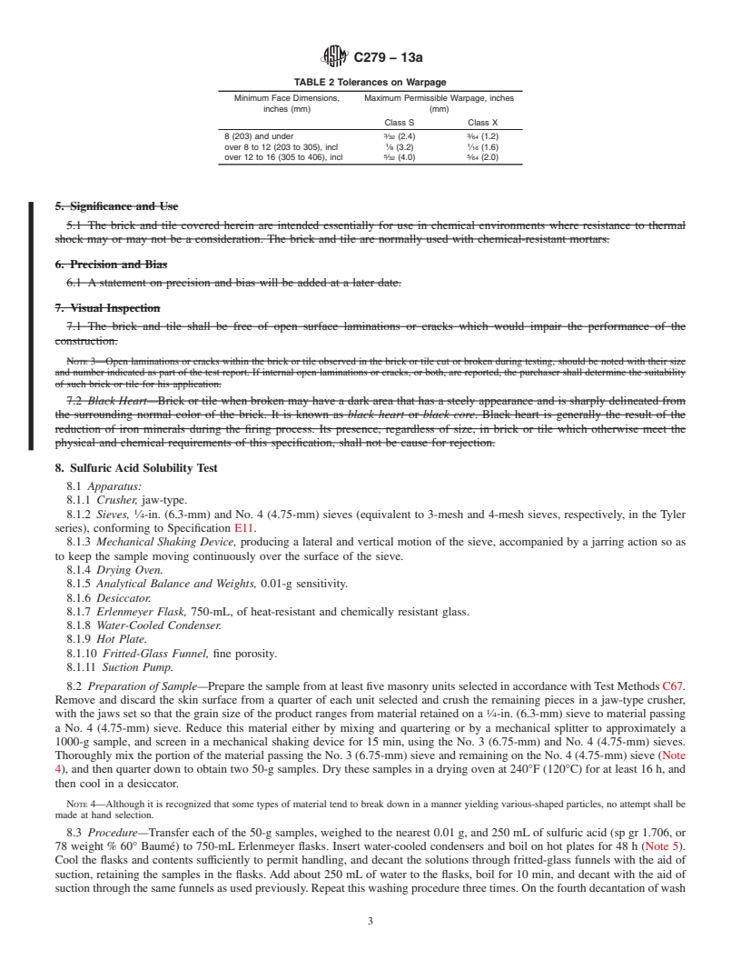 REDLINE ASTM C279-13a - Standard Specification for  Chemical-Resistant Masonry Units